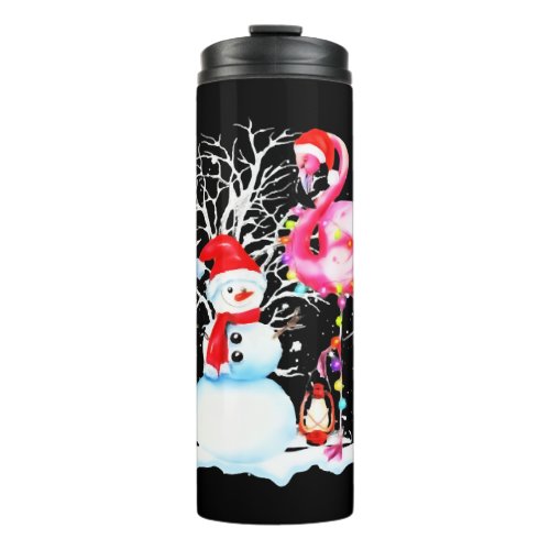 Funny Christmas Tree Flamingo Hat Santa Best Xmas  Thermal Tumbler