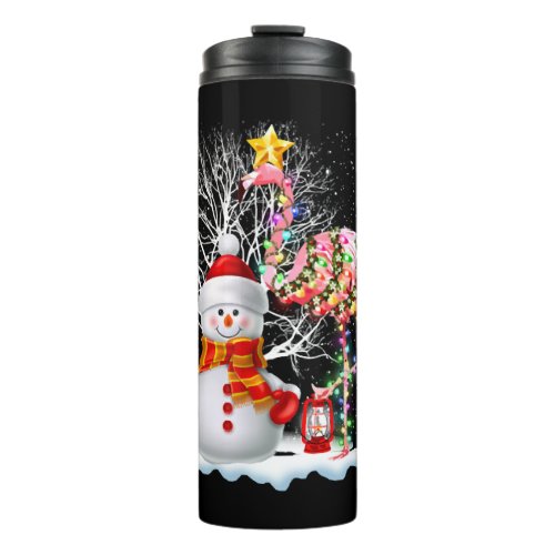 Funny Christmas Tree Flamingo Hat Santa Best Xmas Thermal Tumbler