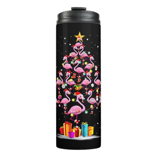 Funny Christmas Tree Flamingo Hat Santa Best Xmas  Thermal Tumbler