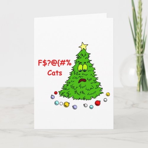 Funny Christmas Tree  Fn Cats Xmas Joke Holiday Card