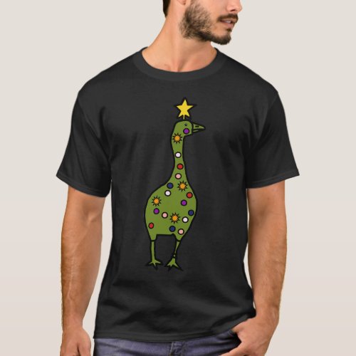 Funny Christmas Tree Gaming Goose T_Shirt