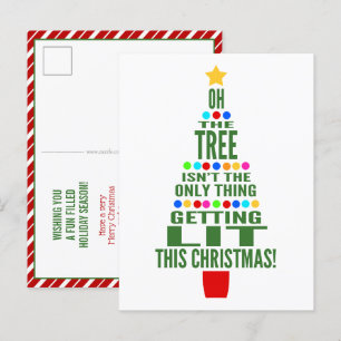 Funny Christmas Tree Getting Lit Holiday Postcard