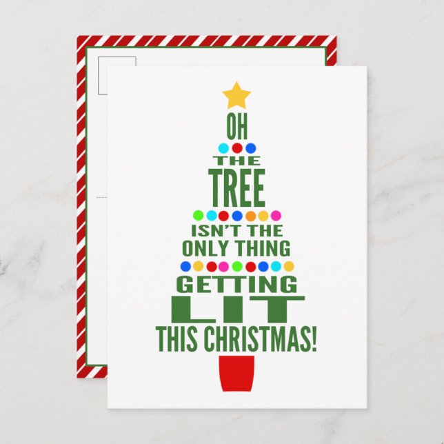 Funny Christmas Tree Getting Lit Holiday Postcard (Front/Back)