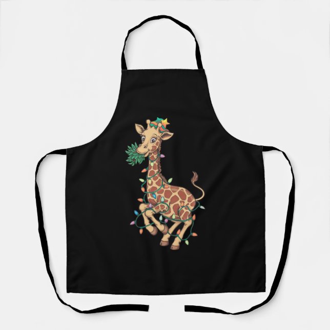 Funny Christmas Tree Giraffe Lover Gift Love  Apron (Front)