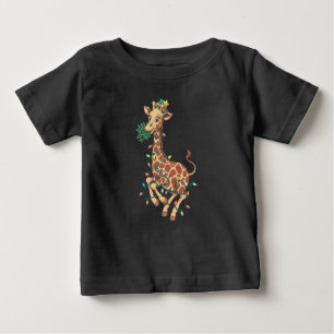 Funny Christmas Tree Giraffe Lover Gift Love Baby T-Shirt