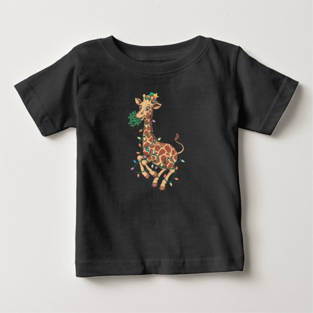 Funny Christmas Tree Giraffe Lover Gift Love  Baby T-Shirt (Front)