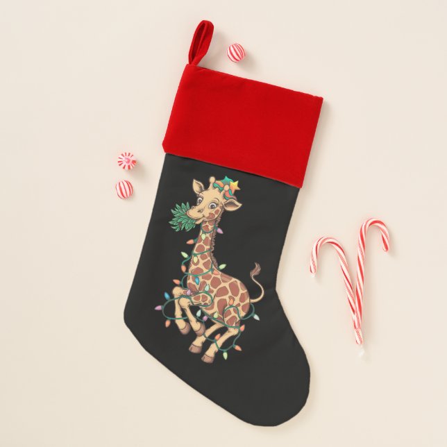 Funny Christmas Tree Giraffe Lover Gift Love  Christmas Stocking (Front)
