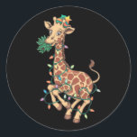 Funny Christmas Tree Giraffe Lover Gift Love  Classic Round Sticker<br><div class="desc">Funny Christmas Tree Giraffe Lover Gift Love Giraffes</div>
