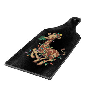 Funny Christmas Tree Giraffe Lover Gift Love Cutting Board