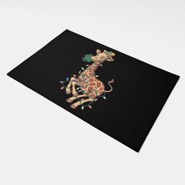 Funny Christmas Tree Giraffe Lover Gift Love  Doormat (Angled)