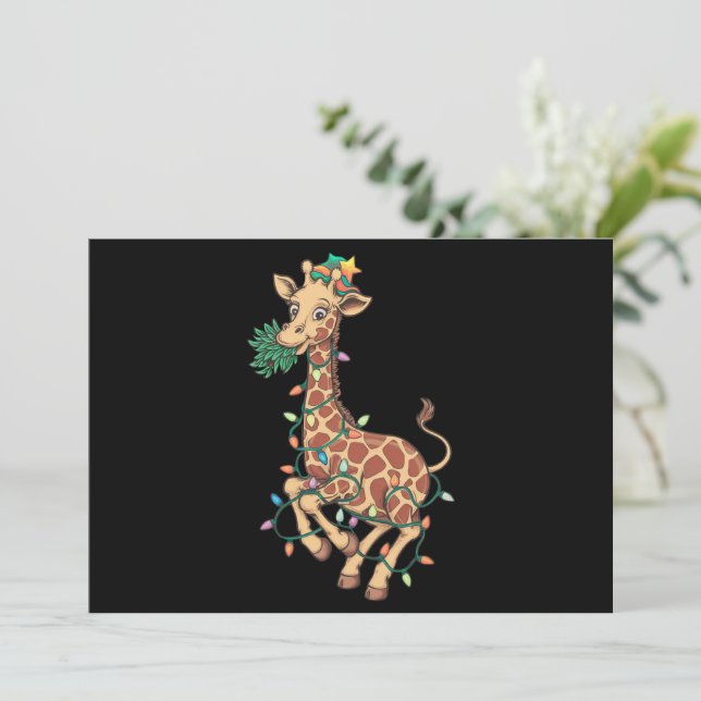 Funny Christmas Tree Giraffe Lover Gift Love  Holiday Card (Standing Front)