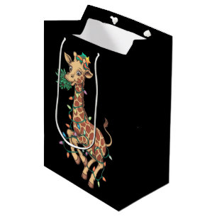 Funny Christmas Tree Giraffe Lover Gift Love  Medium Gift Bag