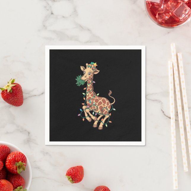 Funny Christmas Tree Giraffe Lover Gift Love  Napkins (Insitu)