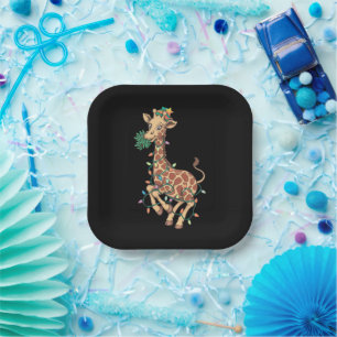 Funny Christmas Tree Giraffe Lover Gift Love Paper Plates