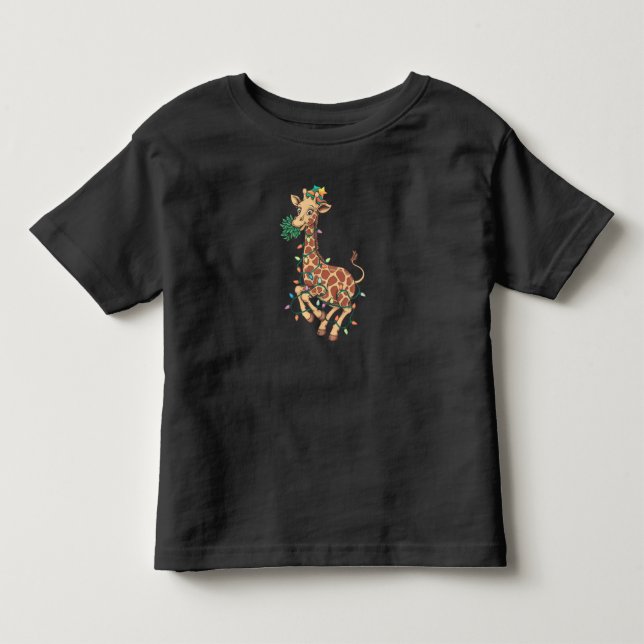 Funny Christmas Tree Giraffe Lover Gift Love  Toddler T-shirt (Front)