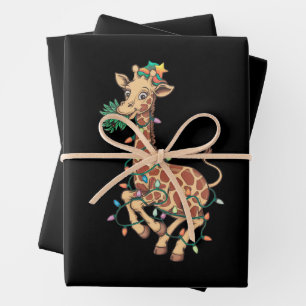 Funny Christmas Tree Giraffe Lover Gift Love Wrapping Paper Sheets