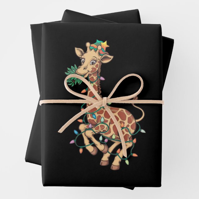 Funny Christmas Tree Giraffe Lover Gift Love  Wrapping Paper Sheets (In situ)