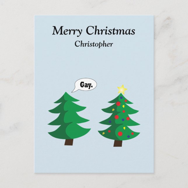 Funny Christmas tree Holiday Postcard (Front)