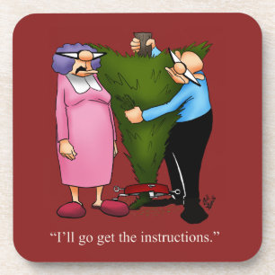 Funny Christmas Tree Humor Coaster Set