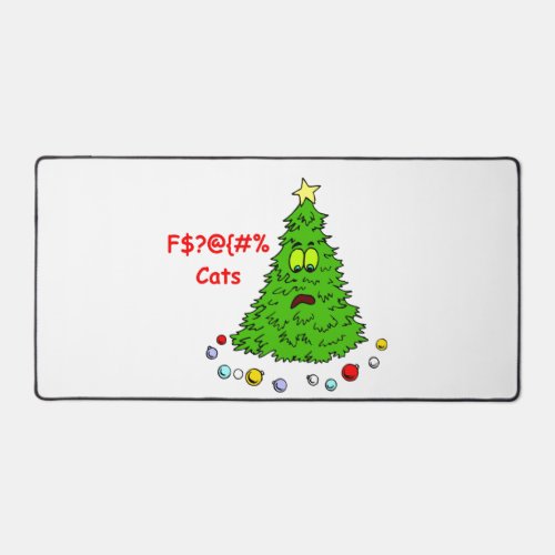 Funny Christmas Tree Joke Cats Xmas Holiday Desk Mat