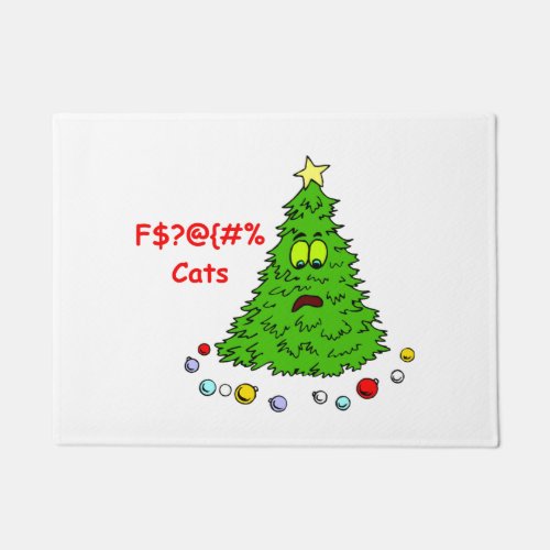 Funny Christmas Tree Joke Cats Xmas Holiday Doormat