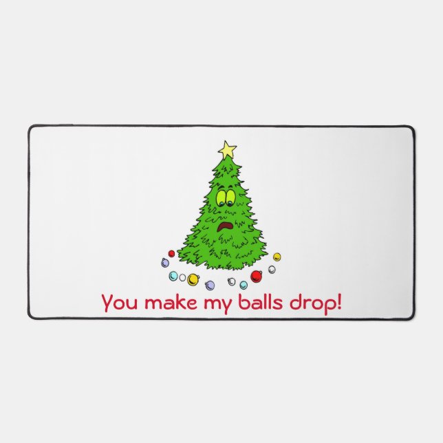 Funny Christmas Tree Joke Make Balls Drop Holiday Desk Mat (Front)