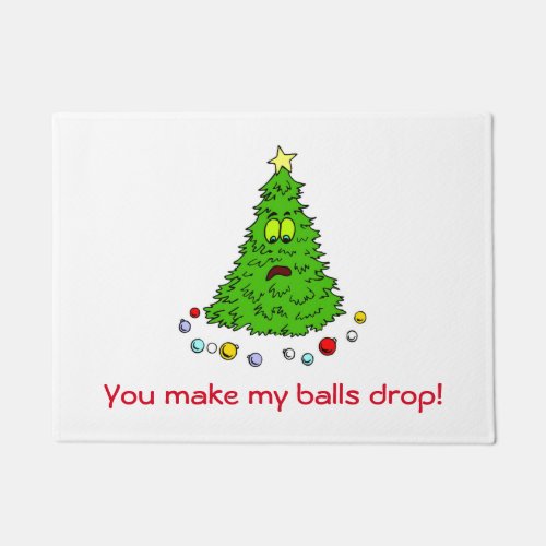 Funny Christmas Tree Joke Make Balls Drop Holiday Doormat