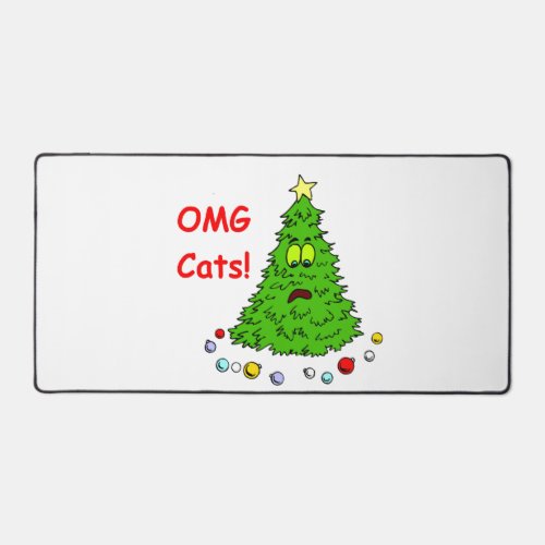 Funny Christmas Tree Joke OMG Cats Xmas Holiday Desk Mat