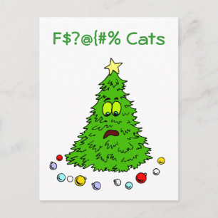 Funny Christmas Tree Jokes Cats Holiday Xmas Postcard