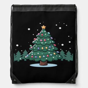 Funny Christmas Tree Lights Drawstring Bag