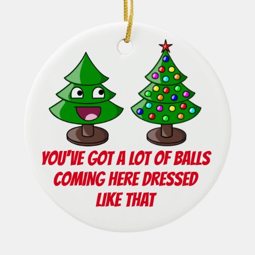 Funny Christmas Tree _ Lot of Balls Ceramic Ornament