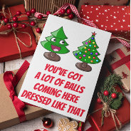 Funny Christmas Tree - Lot Of Balls Holiday Card at Zazzle
