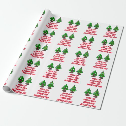 Funny Christmas Tree _ Lot of Balls Wrapping Paper