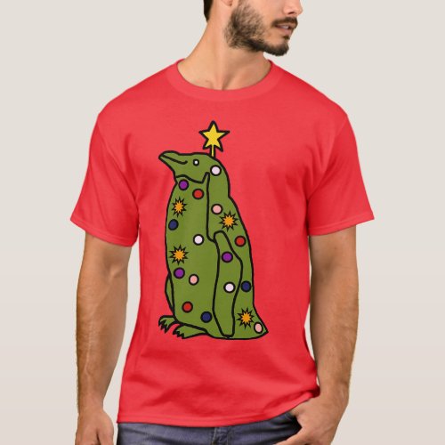 Funny Christmas Tree Penguin T_Shirt