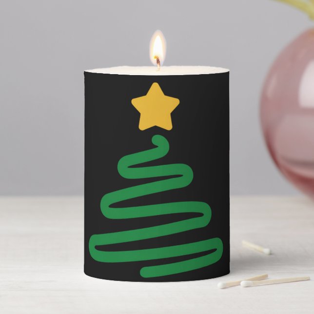 Funny Christmas Tree Pillar Candle (In Situ)
