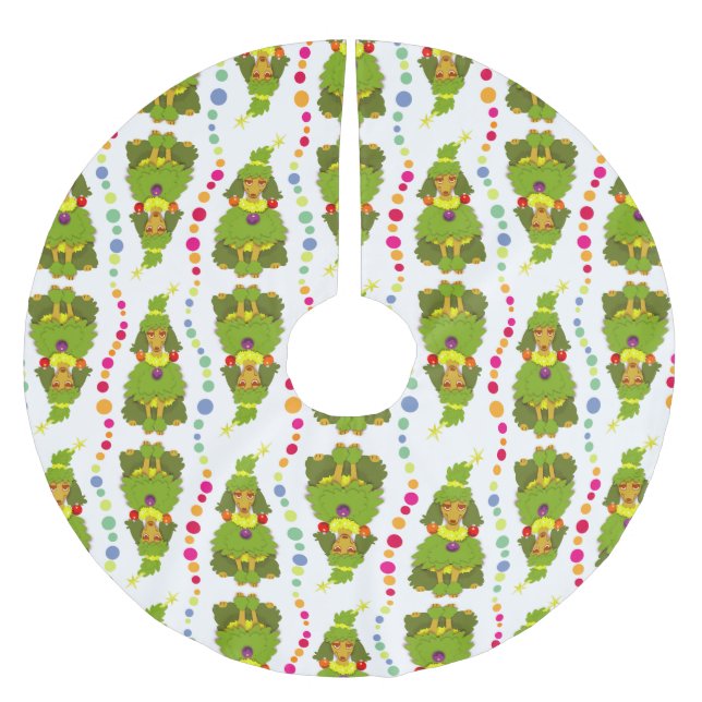 Funny Christmas Tree Poodle Brushed Polyester Tree Skirt (Front)