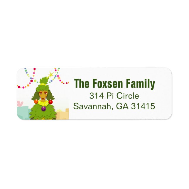 Funny Christmas Tree Poodle Label (Front)