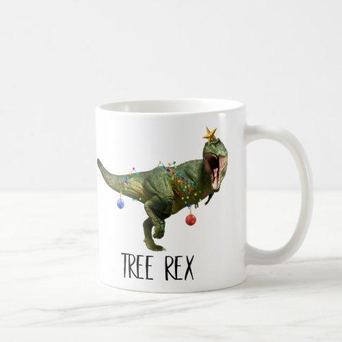 Funny Christmas Tree Rex Dinosaur White Elephant Coffee Mug
