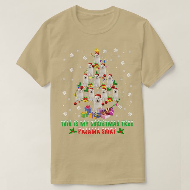 Funny Christmas Tree Santa Samoyed Dog Lover Gifts T-Shirt (Design Front)