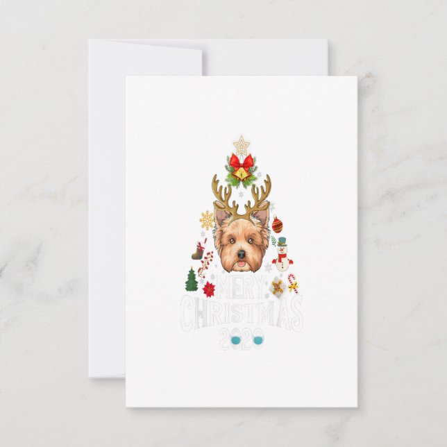 Funny Christmas Tree Yorkshire Mask Costume RSVP Card (Front)