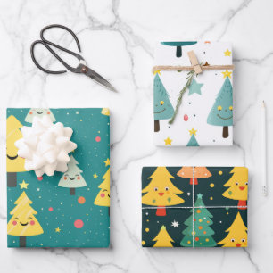 Funny Christmas Trees Wrapping Paper Sheets