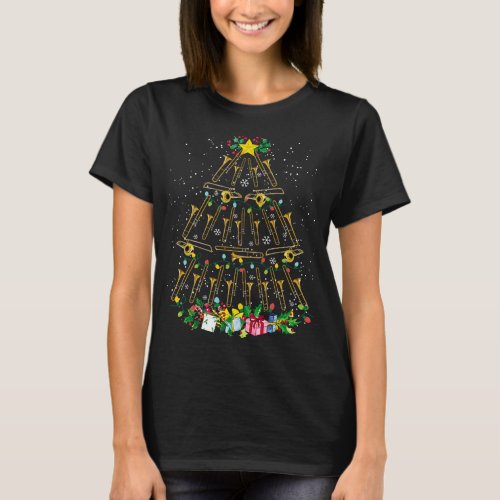 Funny Christmas Trombone Player Xmas Tree Music Lo T_Shirt