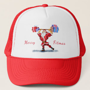 Funny Christmas Trucker Hat Fitness Santa Claus