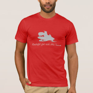 Funny Christmas tshirt Santa on ski snowmobile