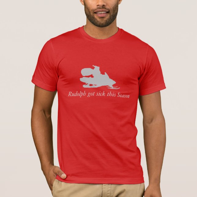 Funny Christmas tshirt Santa on ski snowmobile (Front)