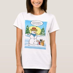 Funny Christmas Tshirts Frosty Snowman Tabby Cat