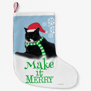 Funny Christmas Tuxedo Cat Small Christmas Stocking