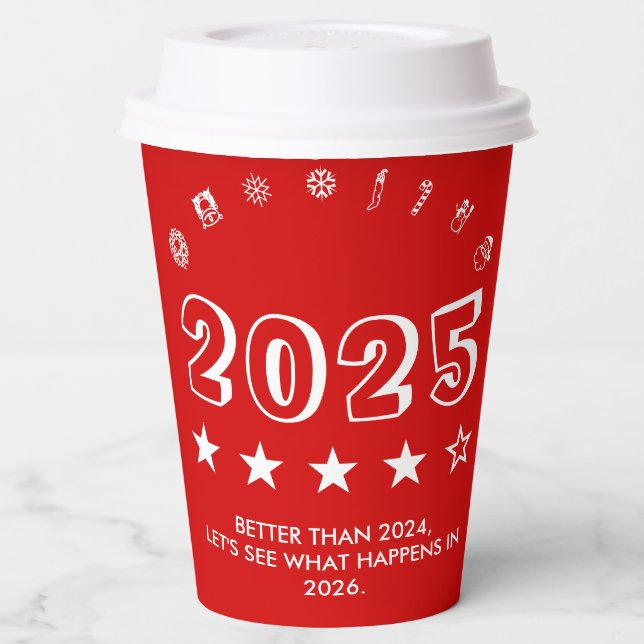 Funny Christmas typography trend icons gift Paper Cups (Left)