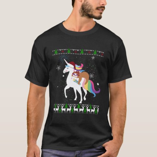 Funny Christmas Unicorn And Sloth Ugly Christmas S T_Shirt