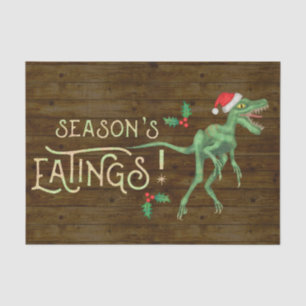 Funny Christmas Velociraptor Dinosaur Eatings Tissue Paper
